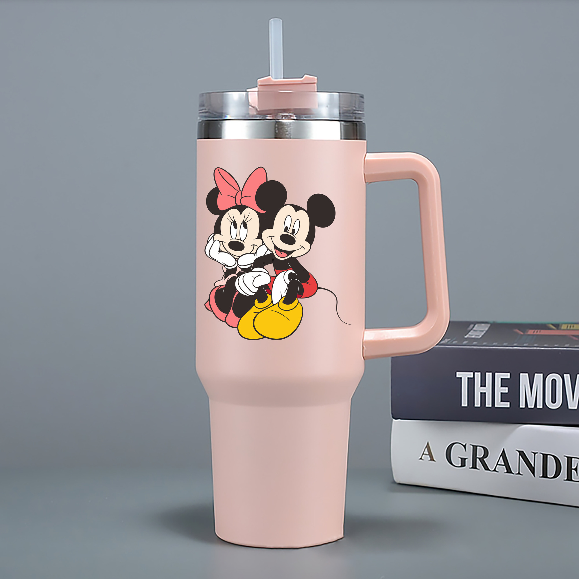 （画像用） ミッキーマウス Mickey Mouse 1200mL車用タンブラー - クリスタルステッカー（プラスチックストロー付き）